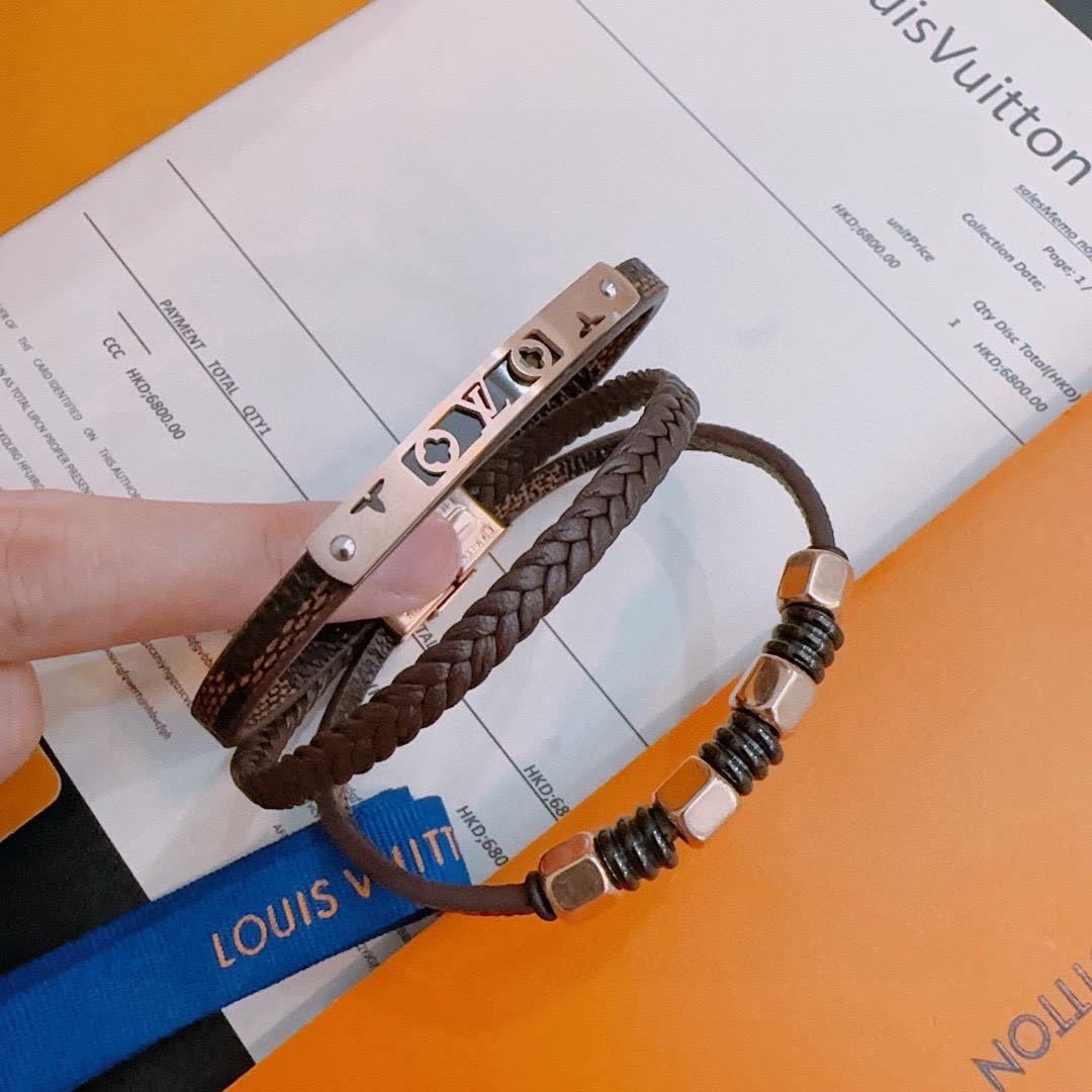 Louis Vuitton Brown Leather Bracelet